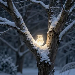 glowing fey light perched on snowy tree, artstation winter fantasy, dark fantasy, winter landscapes, dramatic lighting