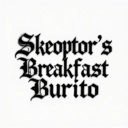 Text Logo of Black Metal band named Skeletor's Breakfast Burrito wordmark, logotype.