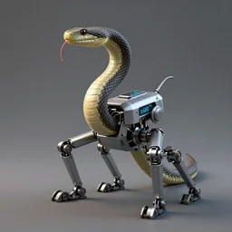 snake wearing a mechanical device with robotic legs