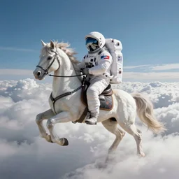iPhone photograph of an astronaut riding a Pegasus over the clouds