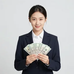 corporate portrait, junior sales executive hungry for money, professional studio lighting