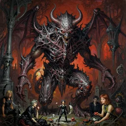 realistic detailed image of Wrathful Technological Nightmare Abomination Monster God by Lisa Frank, Thomas Kinkade, Ayami Kojima, Amano, Karol Bak, Greg Hildebrandt, and Mark Brooks, Neo-Gothic, gothic, rich deep colors. Beksinski painting, part by Adrian Ghenie and Gerhard Richter. art by Takato Yamamoto. masterpiece