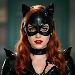 A portrait of Emma Stone as Catwoman