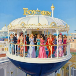 fancy dress party, brighton vibes, royal high roof, highly detailed painting