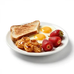 voxel full english breakfast, commercial catalog photo, isolated on a pure white background, centered, entire object in frame, sharp focus, soft studio lighting