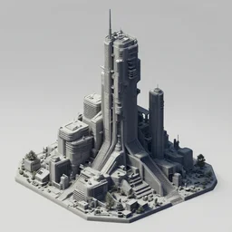 3 d sculpt of architecture cyberpunk art by lan mcque, artstation, panfuturism, artstation, 2 d game art, hard surface modeling
