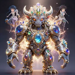 hypermaximalist overdetailed gemstone golem portrait by adoryanti, machine. delusions, somnio 8, holosomnia, electrixbunny, weresl 0 th. rendered in discodiffusion. ornated and decorated with pearls and gems, behance hd by jesper ejsing, by rhads, makoto shinkai and lois van baarle, ilya kuvshinov, rossdraws global illumination ray tracing hdr radiating a glowing aura