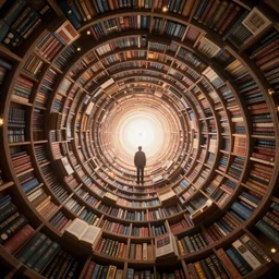 staring up at the infinite celestial library spiraling towards light, books, spirals, escher, fantastical, magical library, gradient, fantasy, trending artstation, fractals, ornate, matte painting