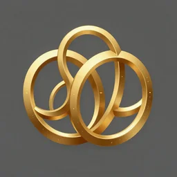 HD, logo of the intergalactic civilization of Utopia, 3 intricate interlinked golden rings in the style of techno-utopian artist