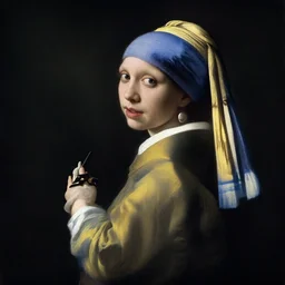 eric bana painted by jan vermeer, aristocratic pose, high contrast