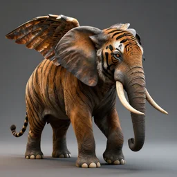 winged tiger elephant, hyper detailed, digital art, trending in artstation, cinematic lighting, studio quality, smooth render, unreal engine 5 rendered, octane rendered, art style by klimt and nixeu and ian sprigger and wlop and krenz cushart