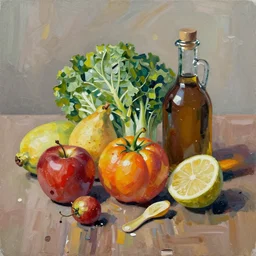 fruits and vegetables, oil paintin