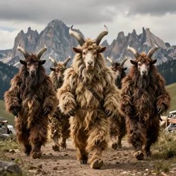 hyperrealist highly detailed neo-baroque  photography of krampus hay monsters standing in dolomites concept art pascal blanche dramatic studio lighting 8k wide angle shallow depth of field