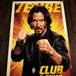 Keanu Reeves in fight club movie, Extremely detailed. 8k, vas, old movie poster
