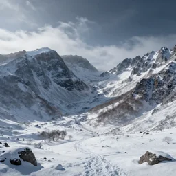 a scene concept design, depicting the snowy landscape of changbai mountain, magnificent atmosphere ， super wide angle ， matte painting ， rtx on ， trending on cgsociety and artstation, unreal engine ， volumetric light ， poster style ，