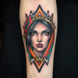 Well-detailed color Tattoo stencil, by lui ferreya