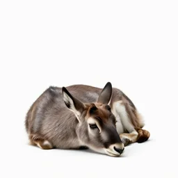 sleepy gazelle, photorealistic wildlife photography, full body, isolated on a pure white background, centered, entire subject in frame, sharp focus, soft studio lighting