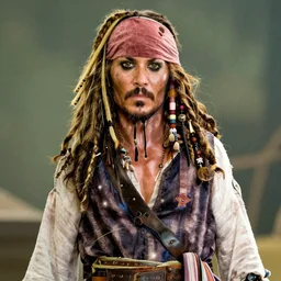 A still of Hugh Jackman as Jack Sparrow. Extremely detailed. Beautiful. 4K. Award winning.
