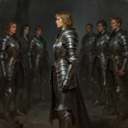 side profile painting by thomas blackshear and hsiao ron cheng of imogen poots in gloomhaven paladin armor 5 4 k rtx hdr volumetric lighting matte painting, by artgerm, lawren harris, eve ventrue, magali villeneuve, jeremy lipkin, rob rey, christophe vacher