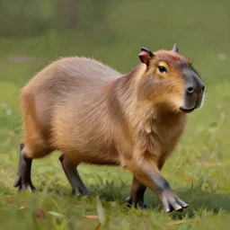 a capybara in an oil painting, running freely, high detail, high polygon