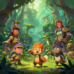 photo cartoon illustration comic manga painting of jungle environement : 6 fantasy environement, digital painting, volumetric lighting by feng zhu, 3 d alejandro alvarez alena aenami artworks in 4 k beeple, by thomas kinkade hearstone league of legends dofus overwatch