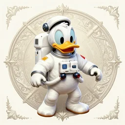Donald Duck as an astronaut, fantasy, intricate, elegant, highly detailed, centered, digital painting, artstation, concept art, smooth, sharp focus, illustration, art by artgerm and donato giancola and alphonse mucha