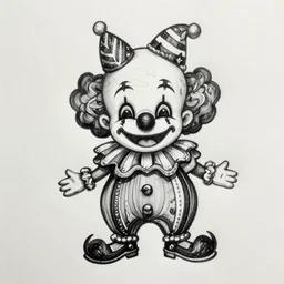black ink on paper, clown, trending on artstation, beautiful, intricate, detailed