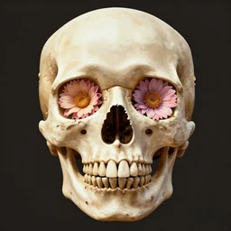 human skull made of flowers with flowers in its eyes, artstation, illustration, hd, hq, high resolution, high detail, 4 k, 8 k