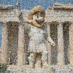 Mario as a greek god statue, realistic photo in athens