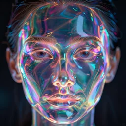 irridescent face hologram, holography, full frame, full view, unsplash, neon iridescence, glowing neon, luminescence, cinematic lighting, highly detailed, by cedric peyravernay, by maciej kuciara, uhd 8 k, shallow depth of field
