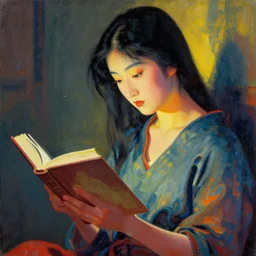 a beautiful painting of girl reading a book, by ukiyo - e award - winning art, andy warhol color, dramatic light, octane render