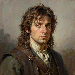 a portrait painting of a brown haired hobbit wizard, ultra detailed, fantasy, dnd character portrait, pathfinder, pinterest, art by artgerm and karol bak and mark brooks, 4 k, hires