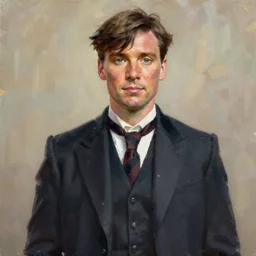 painting of Cillian Murphy as Tommy Shelby, Peaky Blinders (2018), painted by Robert Henri