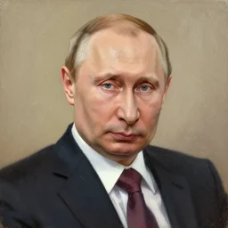 vladimir putin painting a self portrait on the canvas, artstation