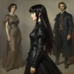 a high fashion studio dramatic side profile portrait of anime maya ali, gwent mage, painting by gaston bussiere, craig mullins, j. c. leyendecker