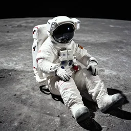 an astronaut sitting on the moon
