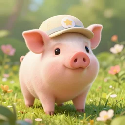 cute and adorable miniature piggy 🐖 wearing a cute hat on garden during a summer day, highly detailed, digital painting, artstation, concept art, smooth, sharp focus, illustration, art by yee chong and sydney hanson and artgerm and rossdraws and greg rutkowski and alphonse mucha