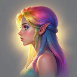 side - profile painted portrait, ellie bamber fairy, backlit, smooth, gaudy colors, overlord, dota matte painting concept art, official fanart behance artstation by atey ghailan, by greg rutkowski, greg tocchini, james gilleard, joe fenton, kaethe butcher, lois van baarle, ilya kuvshinov
