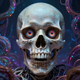 psychedelic trip the future and i saw death coming to get me, death, trippy, eyes, 8k, ultra realistic