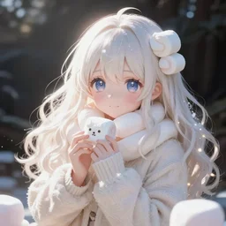 A marshmallow anime girl, anime girl made out of marshmallow