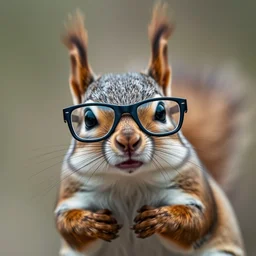 squirrel wearing glasses, canon eos r 3, f / 1. 4, iso 2 0 0, 1 / 1 6 0 s, 8 k, raw, unedited, symmetrical balance, in - frame, low angle!!!, low angle