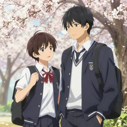 boy's love high school scene spring setting, high detail, perfect proportions, realistic shaded lighting poster, smooth sharp contrast, ilya kuvshinov katsuhiro, loish, clamp style trending on art station - h 6 4 0
