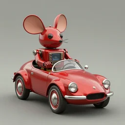 adventurer ( ( ( ( ( 1 9 5 0 s retro future robot mouse landspeeder robot. muted colors. ) ) ) ) ) by jean baptiste monge!!!!!!!!!!!!!!!!!!!!!!!!! chrome red