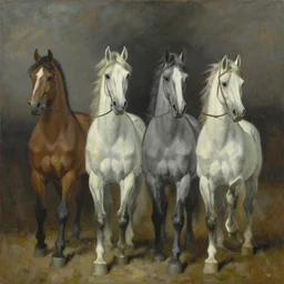 painterly painting of the four horseman, by lixin yin, by peter mohrbacher