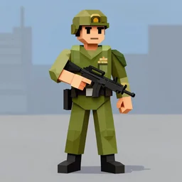 an soldier, ps1 style, low poly