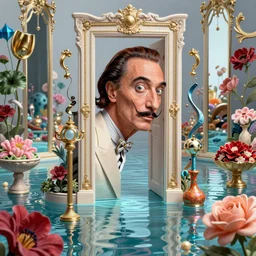 hyperrealstic random objects in a surreal dreamscape environment by salvador dali, highly detailed, 3 d render, vray, octane, realistic lighting, photorealistic, colorful, intricate, elegant, wayne barlowe, water, mirrors, doorway, beautiful, masterpiece