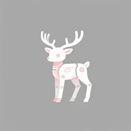 minimalist logo icon of a cybernetic deer robot, victo ngai, kilian eng, pink and white color scheme artstation