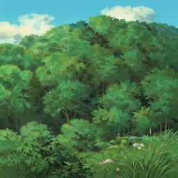 forest lanscape panorama by ghibli in shinkai style