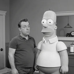 homer simpson in a scene from eraserhead by david lynch, 2 8 mm, black and white