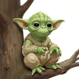 yoda sitting in a tree, illustration by mike willcox